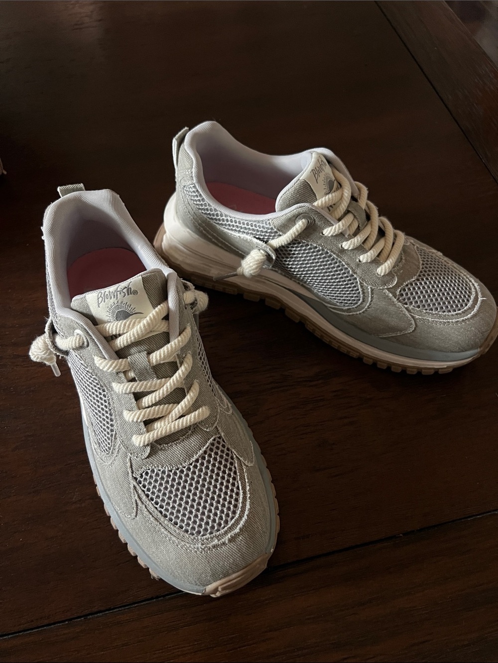Blowfish Neutral Gray Mesh & Suede Lace-Up Sneakers
